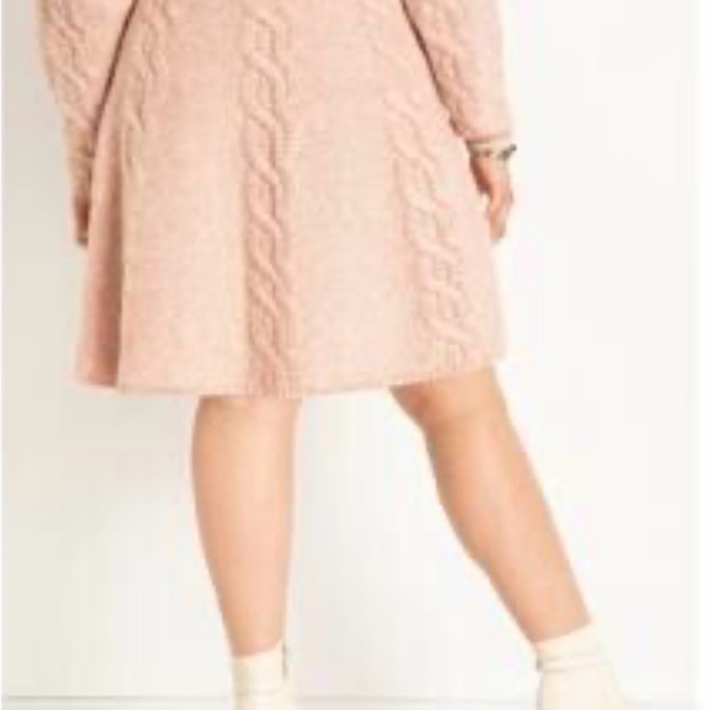 Eloquii Soft Pink A-Line Cable Knit Skirt